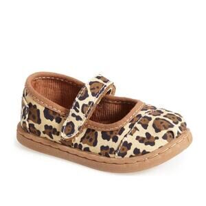 Toms Kids Mary Jane Sneakers Leopard Print Brown Tan